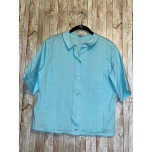 Vintage Made in Japan 60's Primstyle Light Blue Pin Tuck Button Blouse Top Shirt